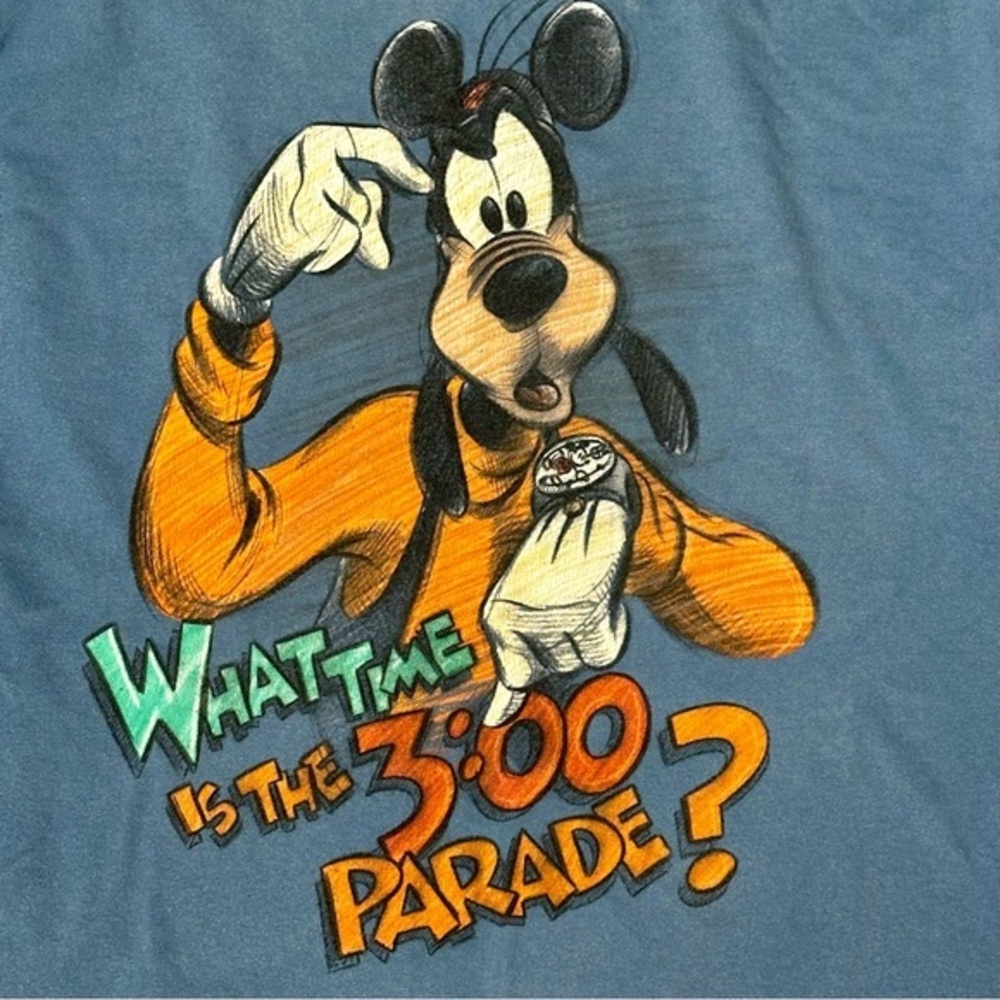 Disney Parks Blue and Orange Goofy Parade Short Sleeve Tee Hyuck Hyuck Vacation